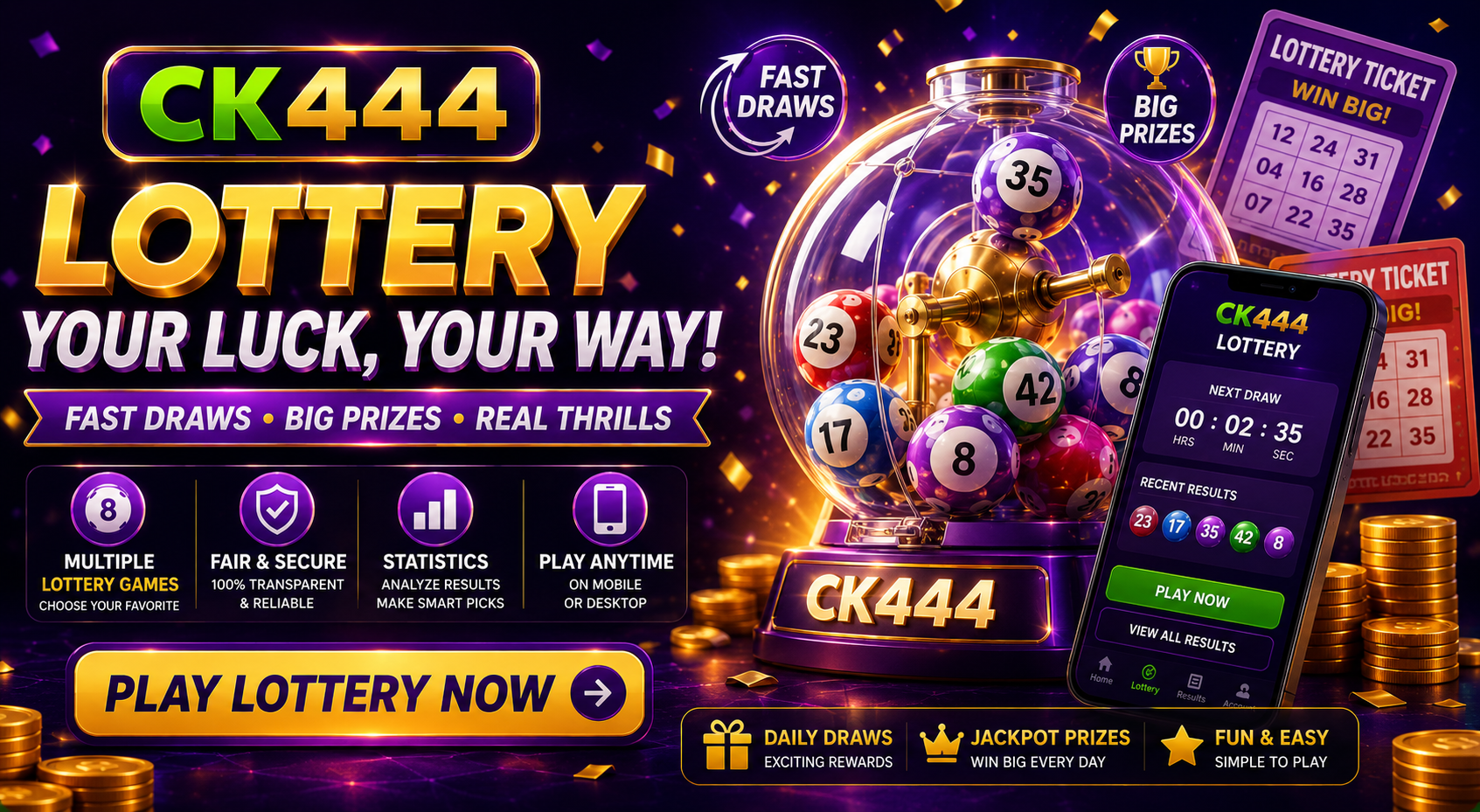 CK444 online lottery games for Bangladesh players with fast draws and number selection